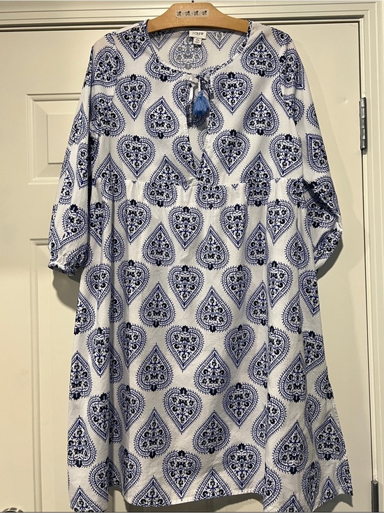 J. Crew Factory Dresses & Skirts - J Crew Women's Blue/White Cotton Tunic Dress Sz XS Boho Summer Beach Resort